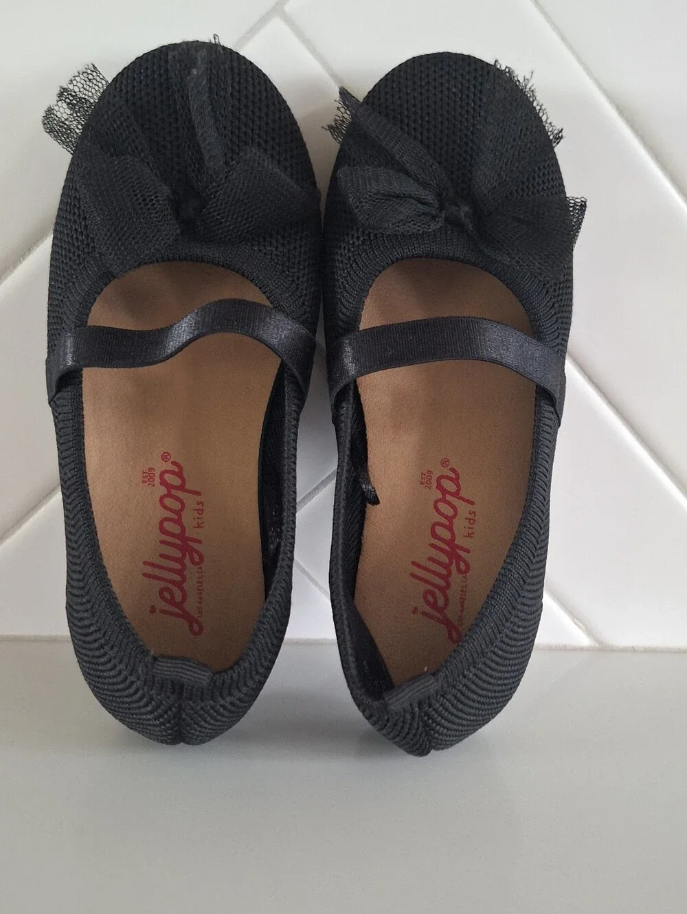 Jellypop Black Mary Jane Flats with Bow